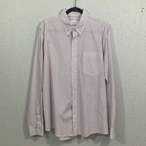 Jack Spade Bleecker Street New York White 100% Cotton L/S w/Red & Blue Stripes